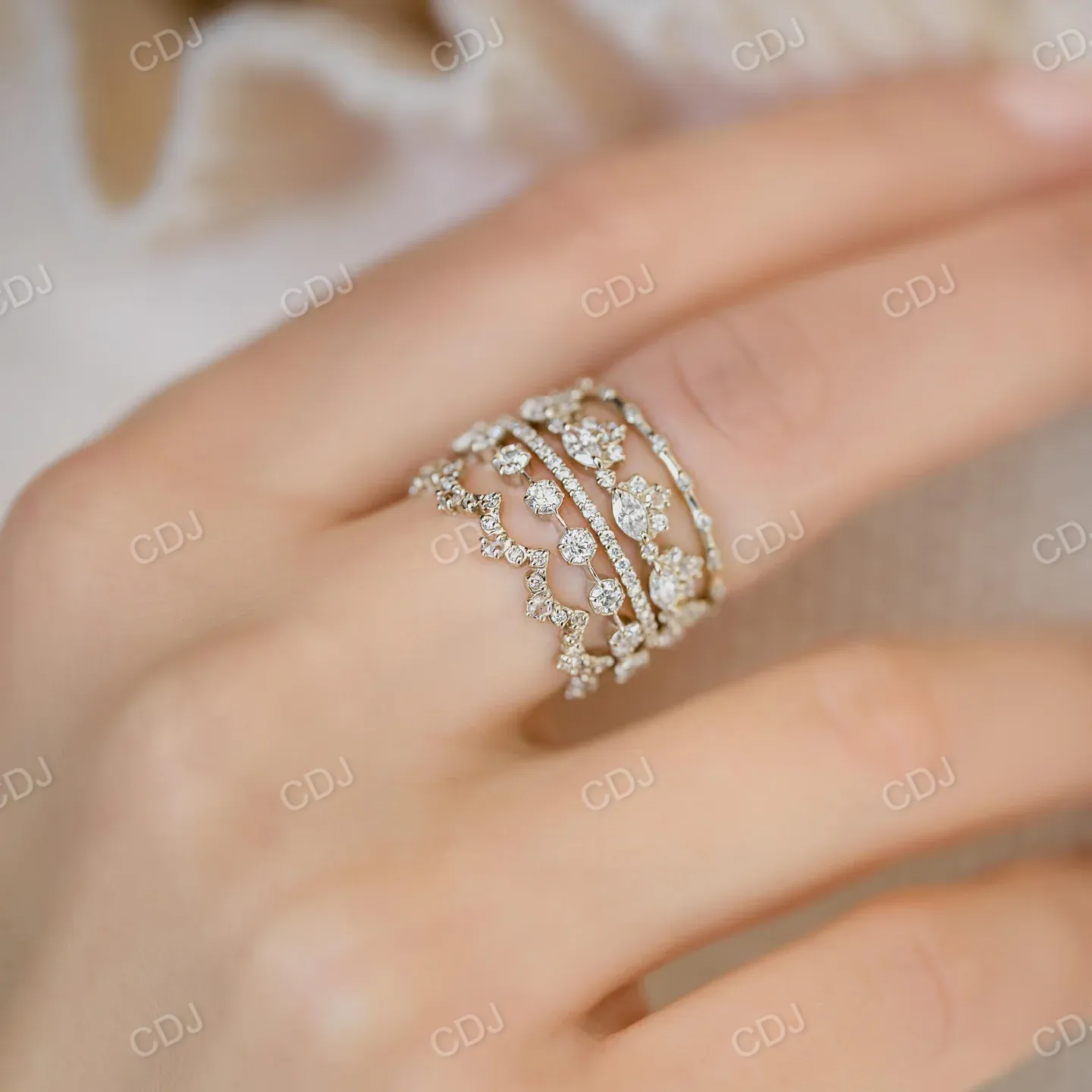 0.19CTW Half Eternity Natural Diamond Round Wedding band