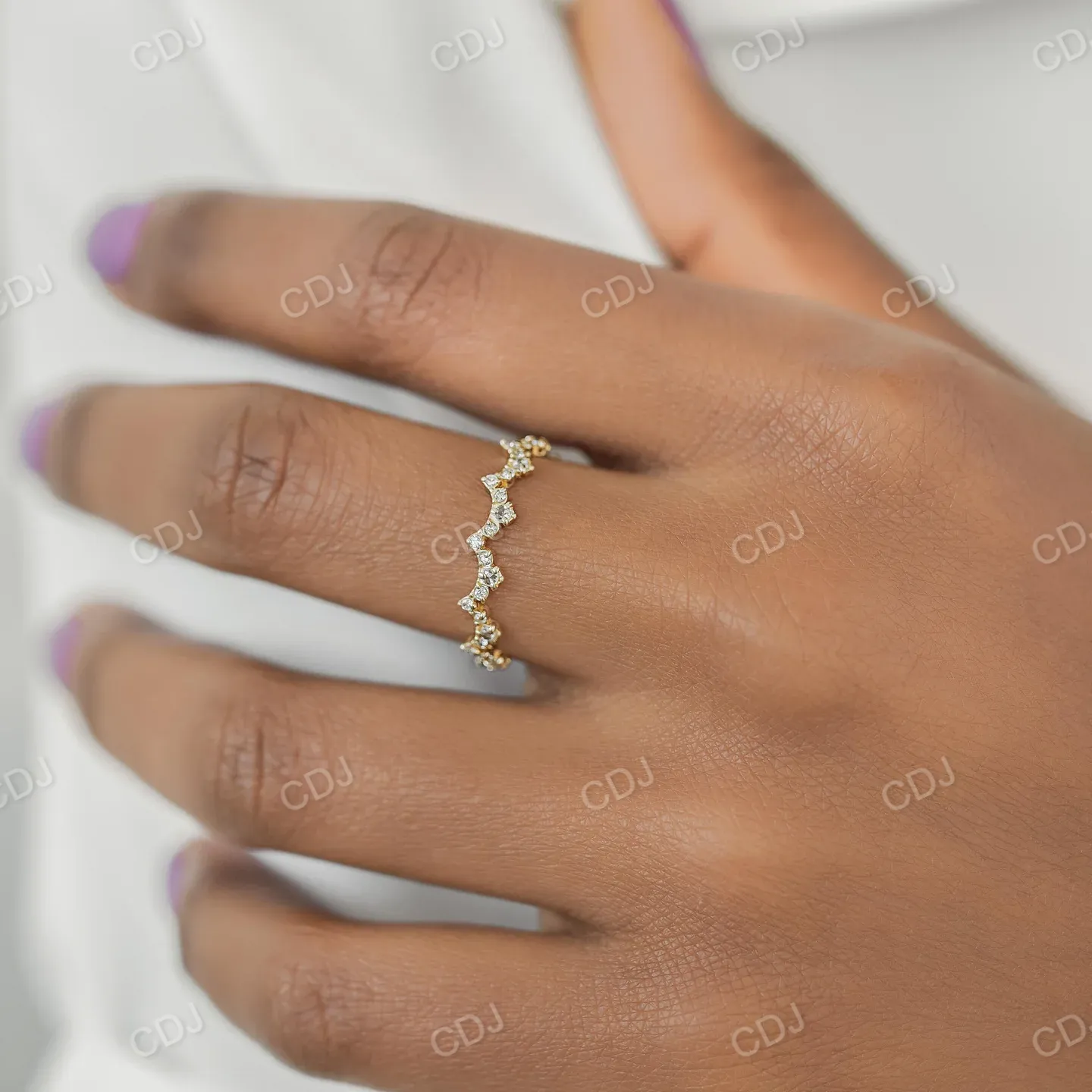 0.19CTW Half Eternity Natural Diamond Round Wedding band