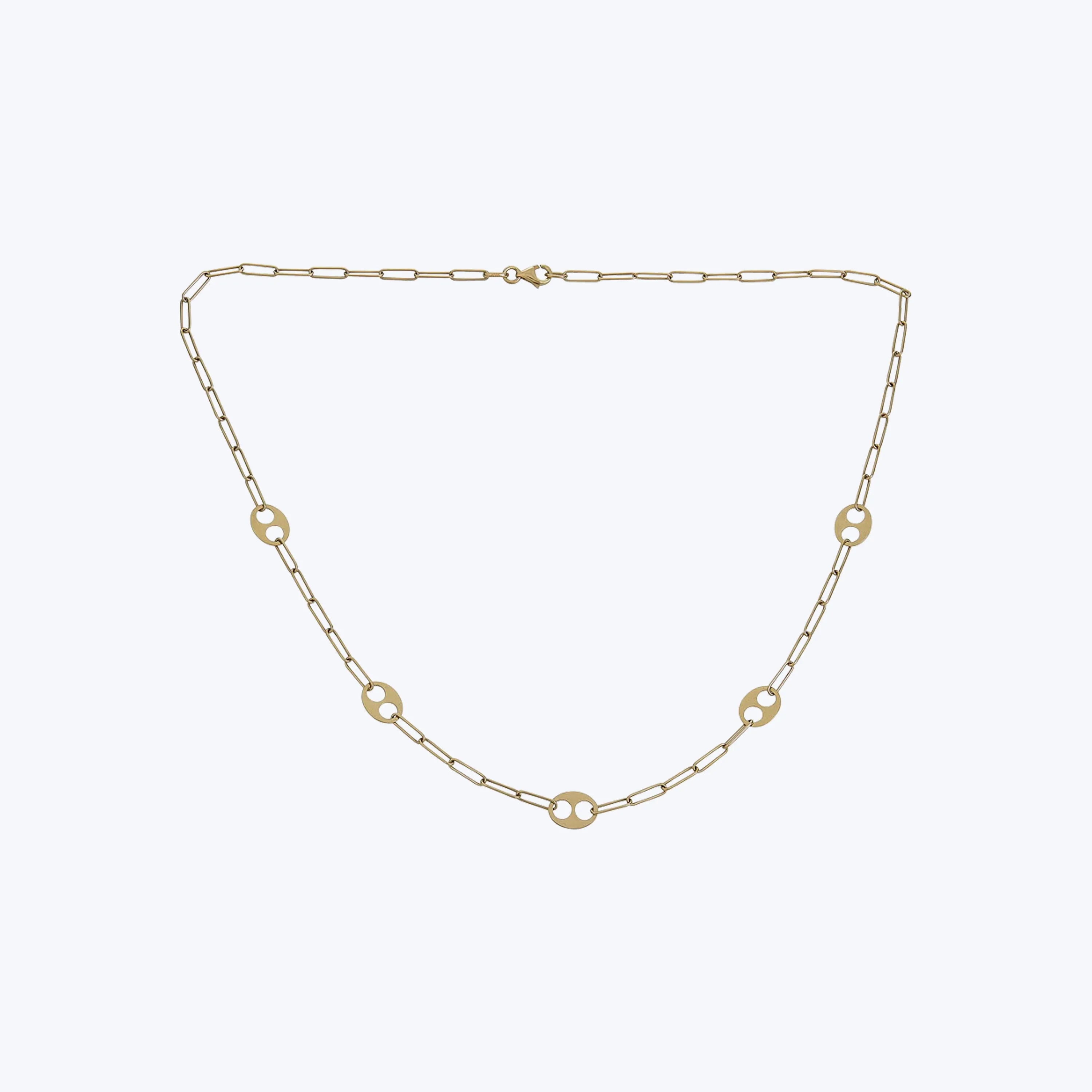 14K Yellow Gold Flat Mixed-Link Necklace