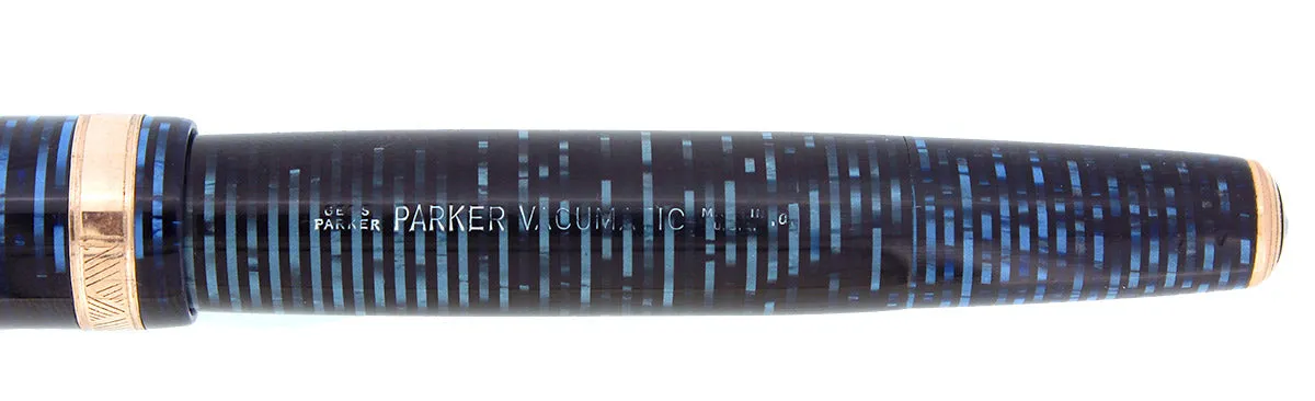 1940 PARKER VACUMATIC AZURE PEARL DOUBLE JEWEL FOUNTAIN PEN MAJOR SIZE RESTORED
