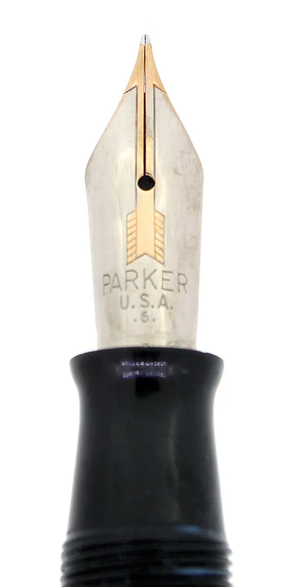 1940 PARKER VACUMATIC AZURE PEARL DOUBLE JEWEL FOUNTAIN PEN MAJOR SIZE RESTORED