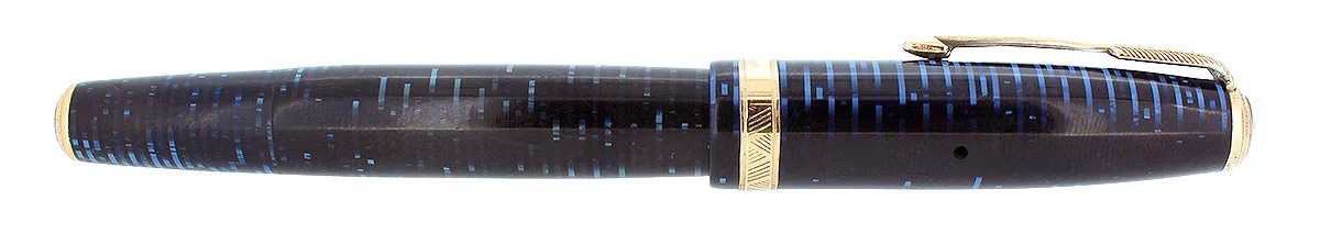 1940 PARKER VACUMATIC AZURE PEARL DOUBLE JEWEL FOUNTAIN PEN MAJOR SIZE RESTORED