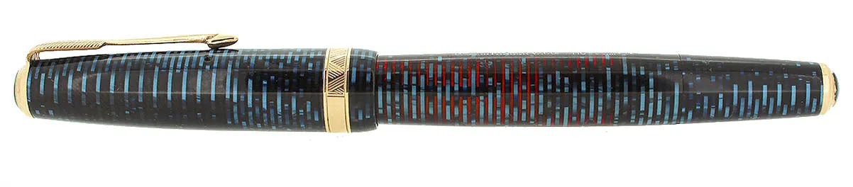1940 PARKER VACUMATIC AZURE PEARL DOUBLE JEWEL MAJOR FOUNTAIN PEN RESTORED