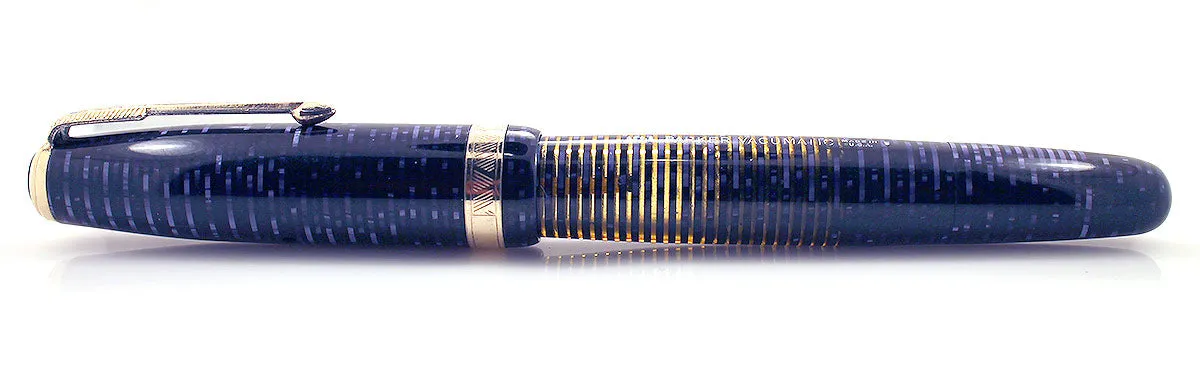 1945 PARKER AZURE PEARL VACUMATIC MAJOR FOUNTAIN PEN M to BBB FLEX NIB RESTORED