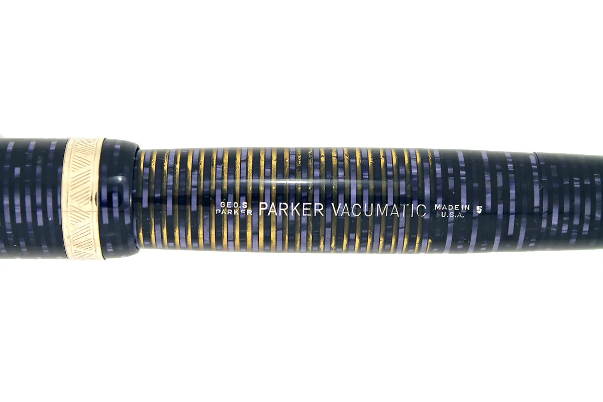 1945 PARKER AZURE PEARL VACUMATIC MAJOR FOUNTAIN PEN M to BBB FLEX NIB RESTORED