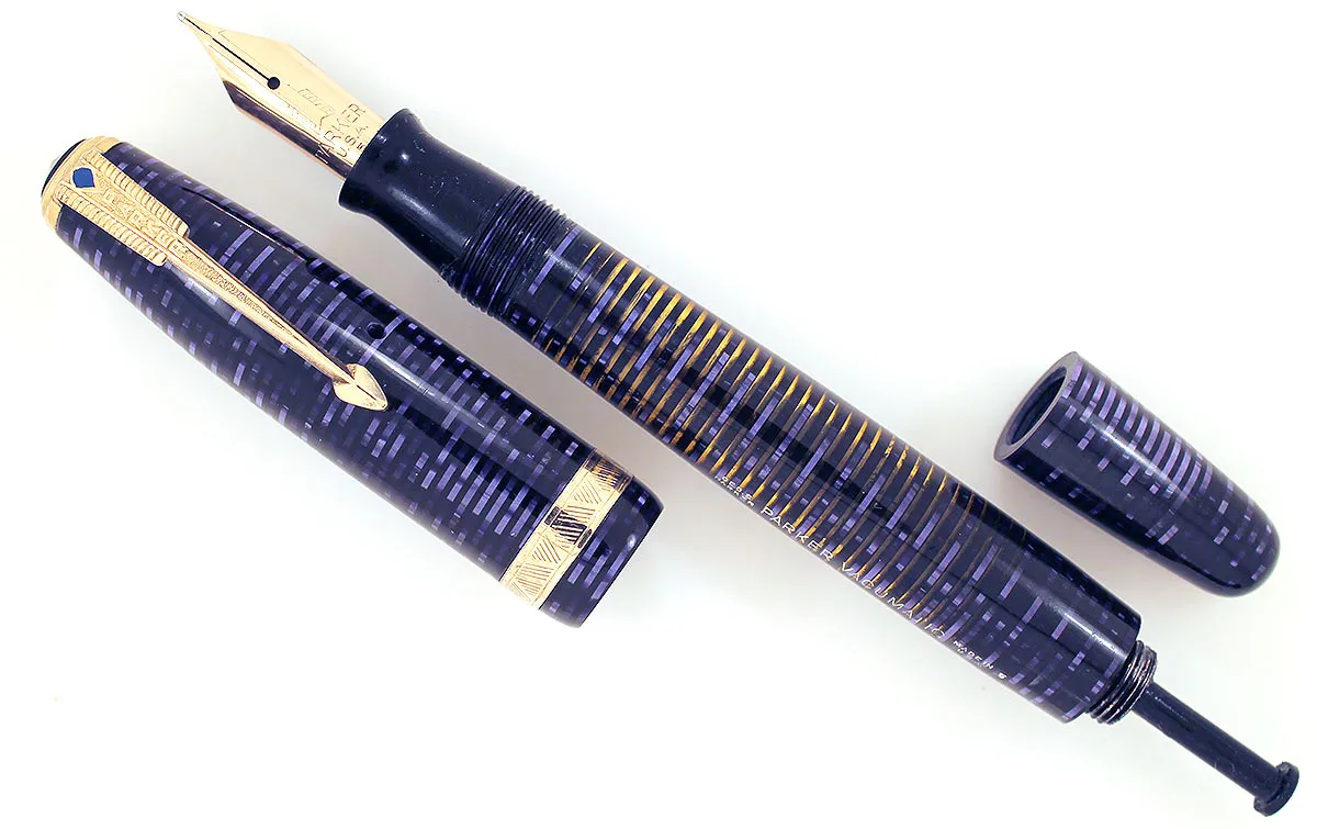 1945 PARKER AZURE PEARL VACUMATIC MAJOR FOUNTAIN PEN M to BBB FLEX NIB RESTORED
