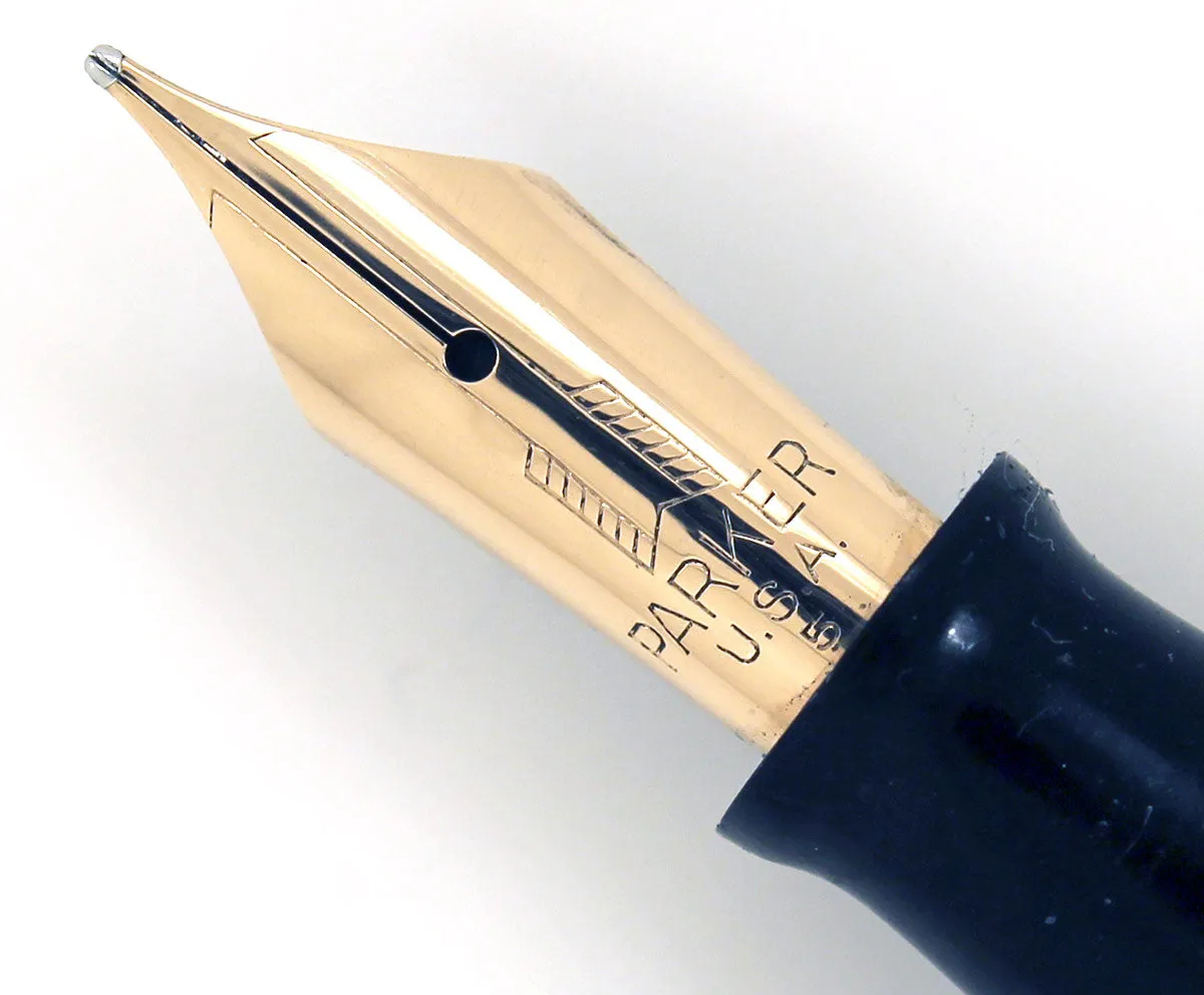1945 PARKER AZURE PEARL VACUMATIC MAJOR FOUNTAIN PEN M to BBB FLEX NIB RESTORED