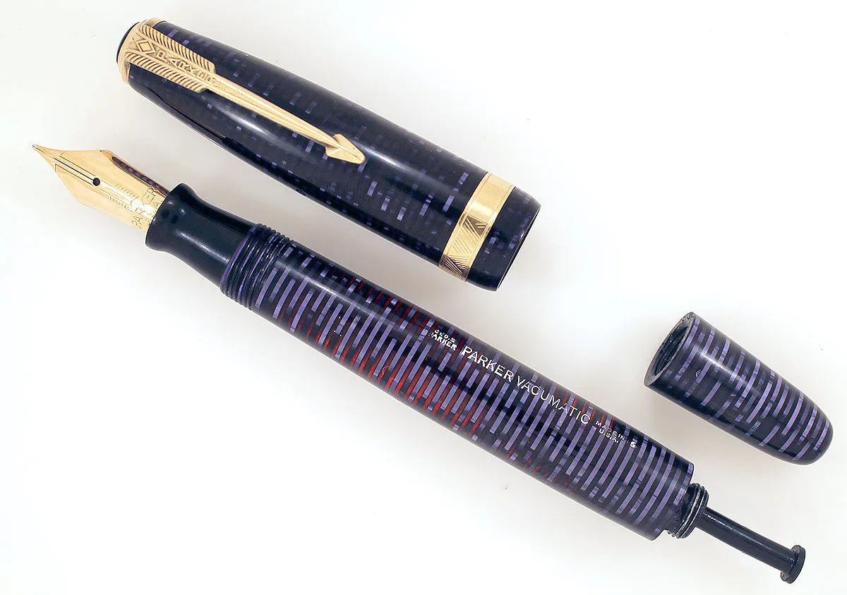 1946 PARKER AZURE PEARL VACUMATIC MAJOR FOUNTAIN PEN F to B FLEX NIB RESTORED