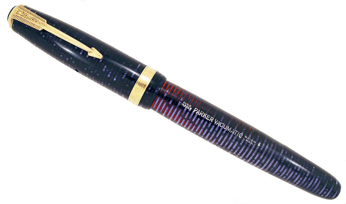 1946 PARKER AZURE PEARL VACUMATIC MAJOR FOUNTAIN PEN F to B FLEX NIB RESTORED