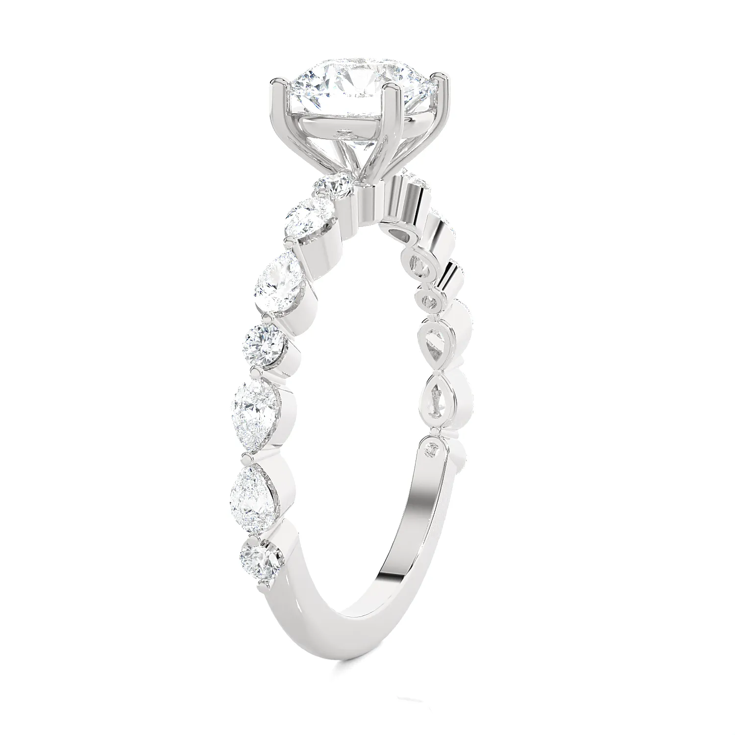 2 1/5 ctw Round Lab Grown Diamond Side Stone Engagement Ring