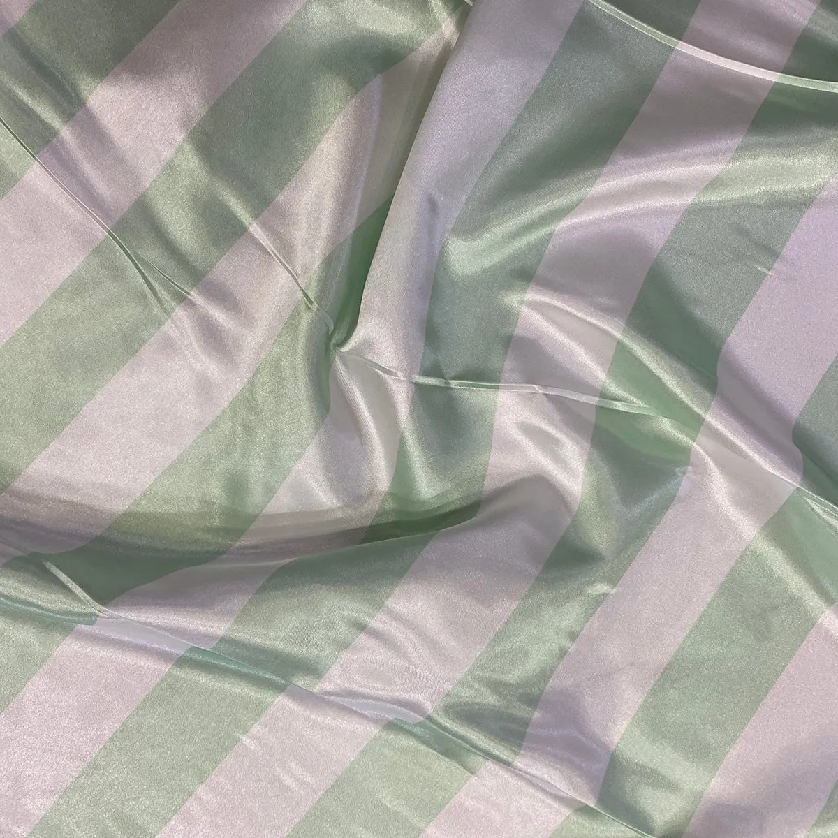 2" Satin Stripe Table Linen in White and Mint