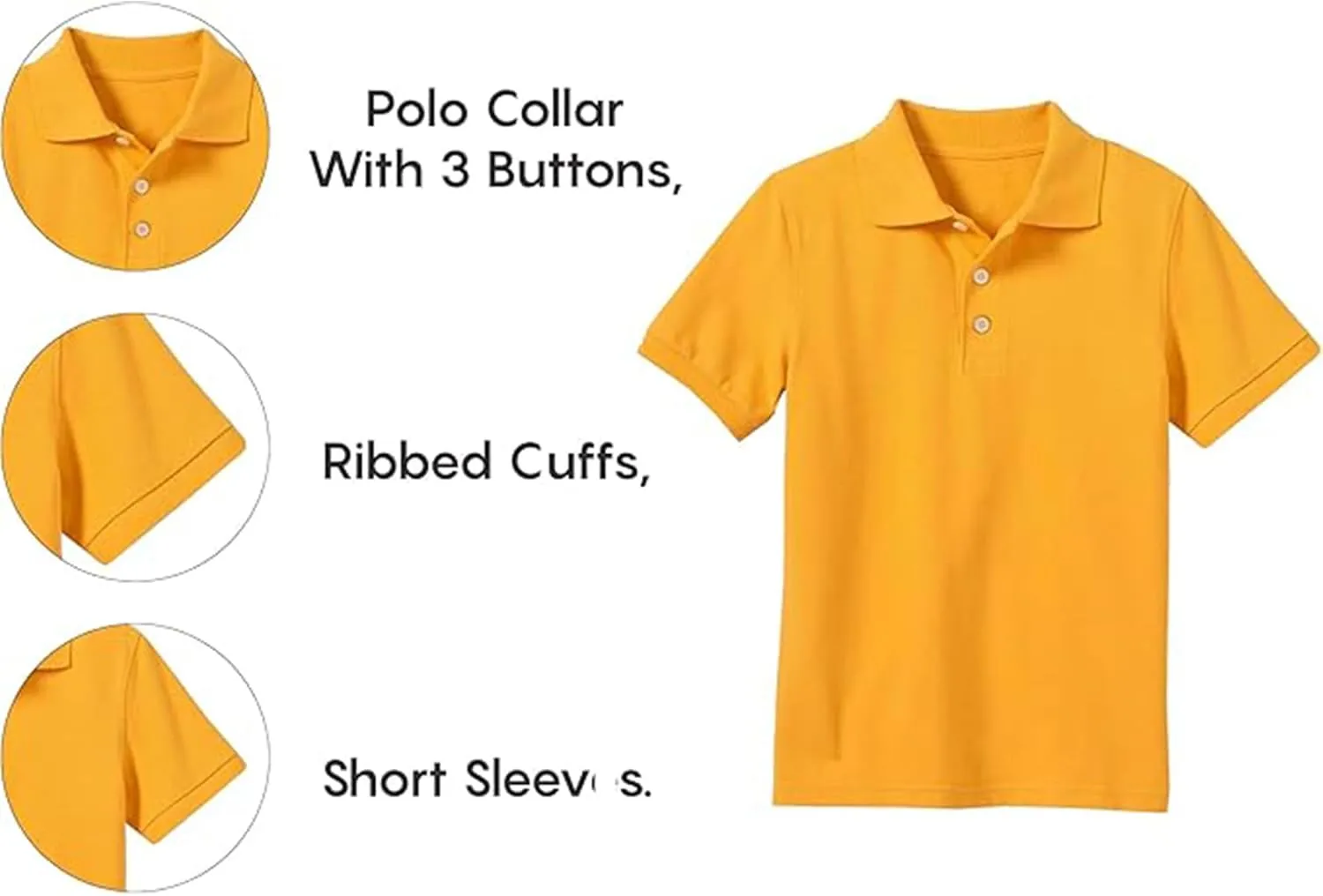 3-Pack School Uniform Tagless Polo Tshirt for Little Boys & Big Boys
