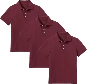3-Pack School Uniform Tagless Polo Tshirt for Little Boys & Big Boys
