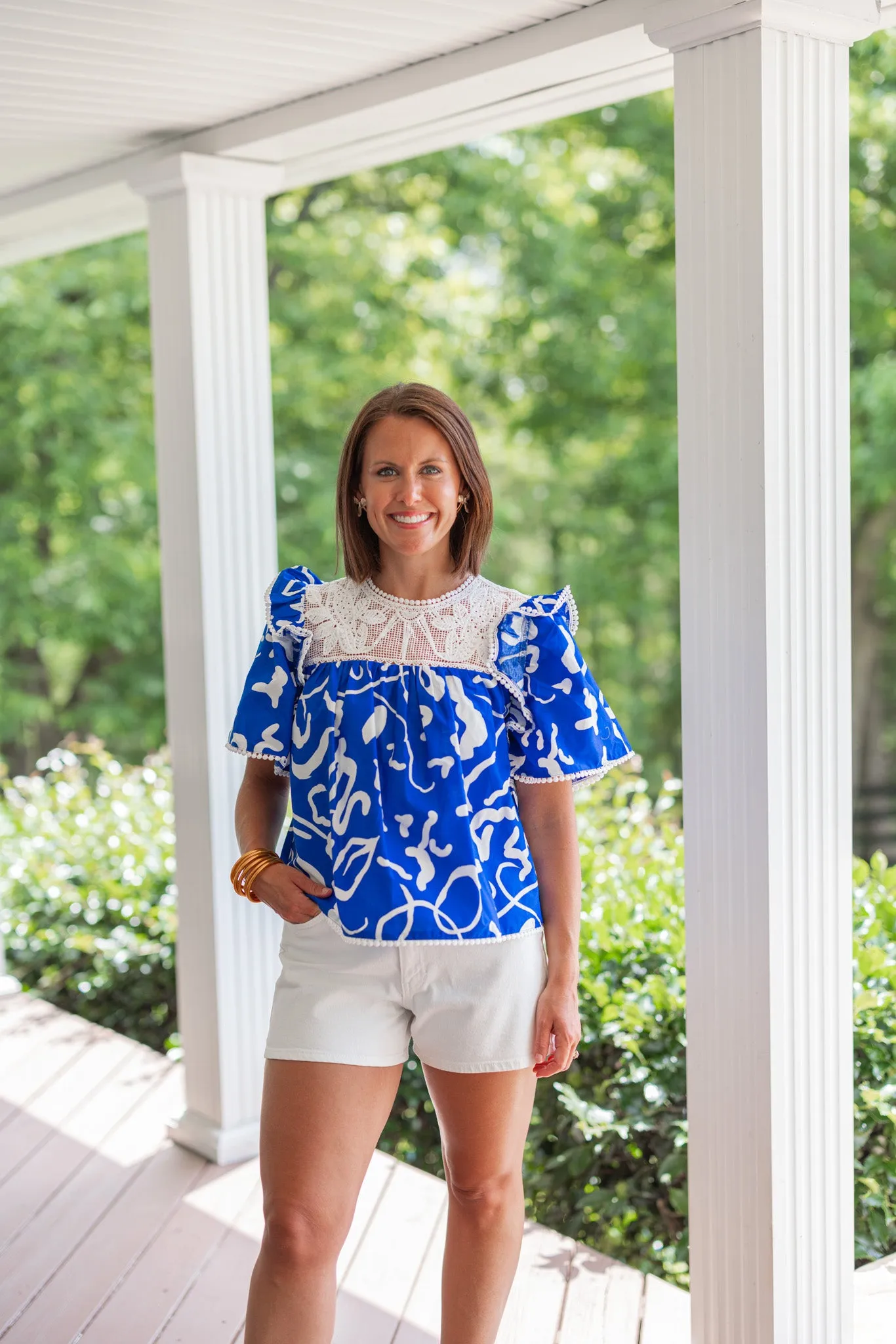 Abstract Trends Blue Babydoll Top