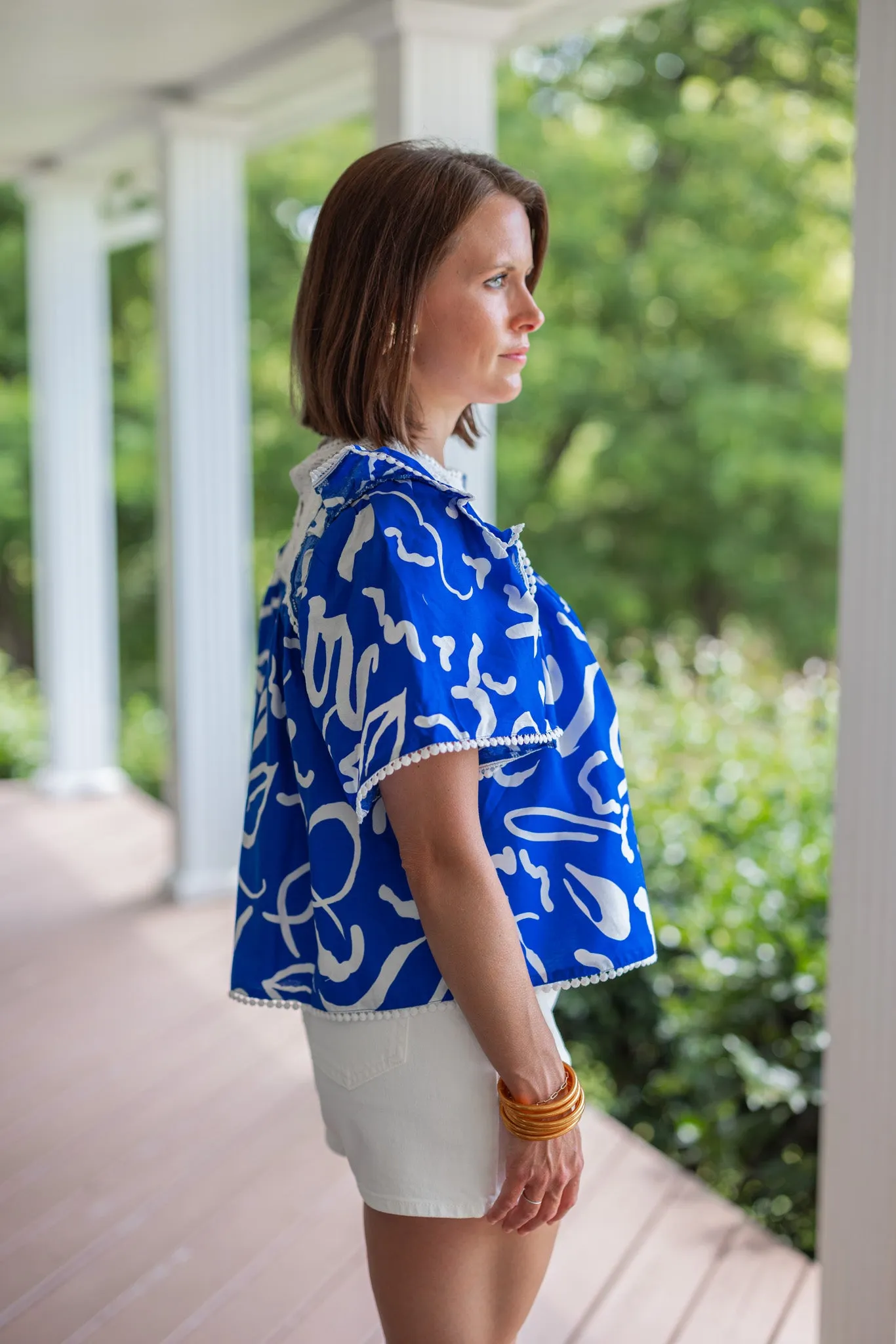 Abstract Trends Blue Babydoll Top