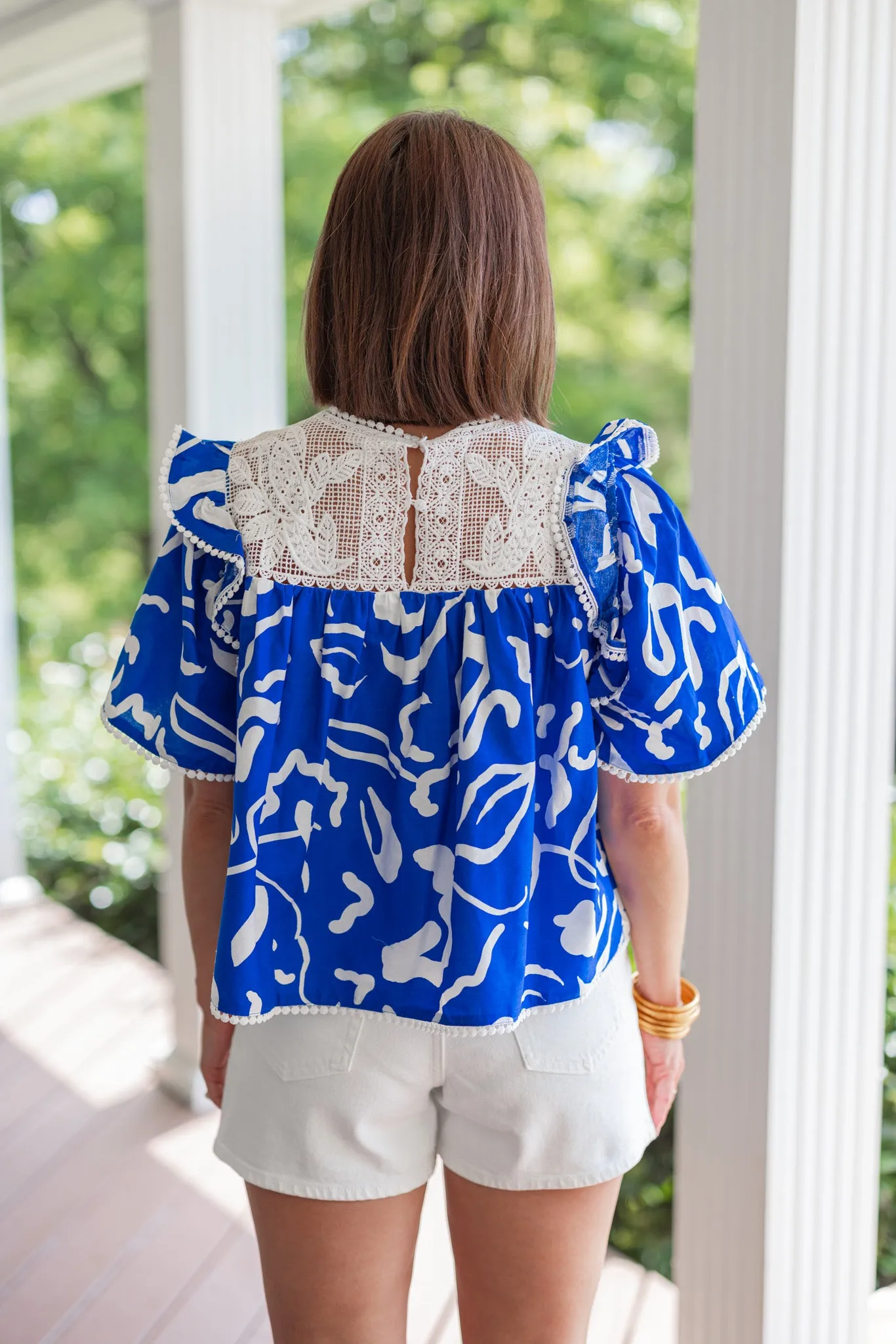 Abstract Trends Blue Babydoll Top
