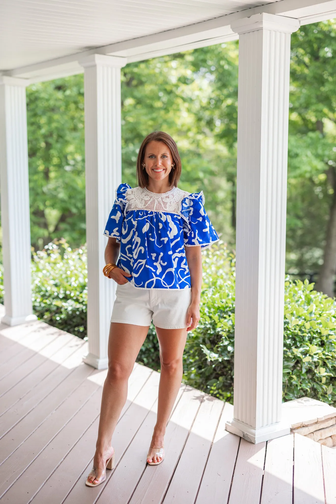 Abstract Trends Blue Babydoll Top