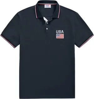 Arvilhill Men's American Flag Polo Shirts Patriotic Golf Polos 1776 Cotton Pique Tee Tops (S-3XL)