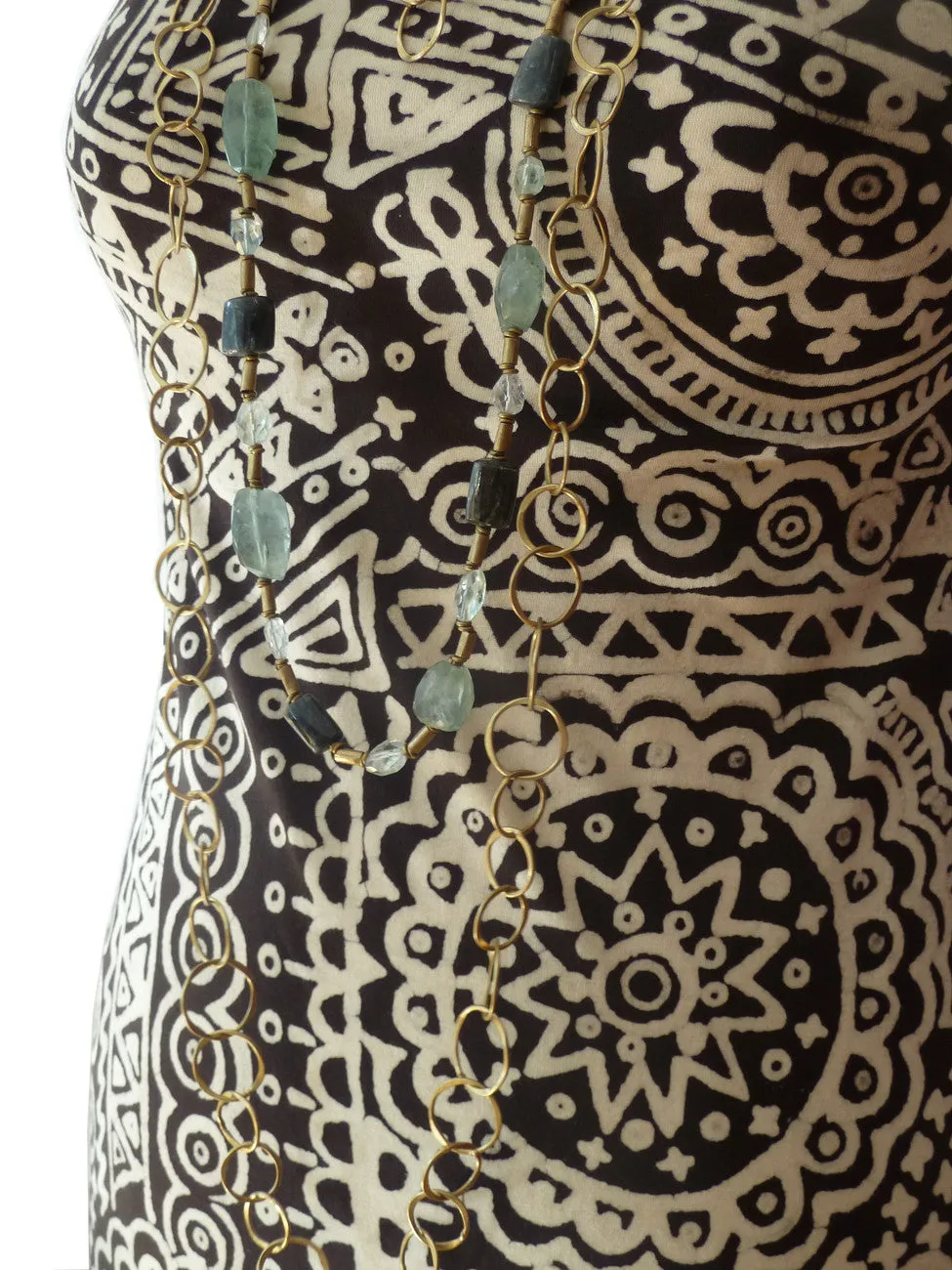 Batik Beach Dress in Indonesia Black Cream