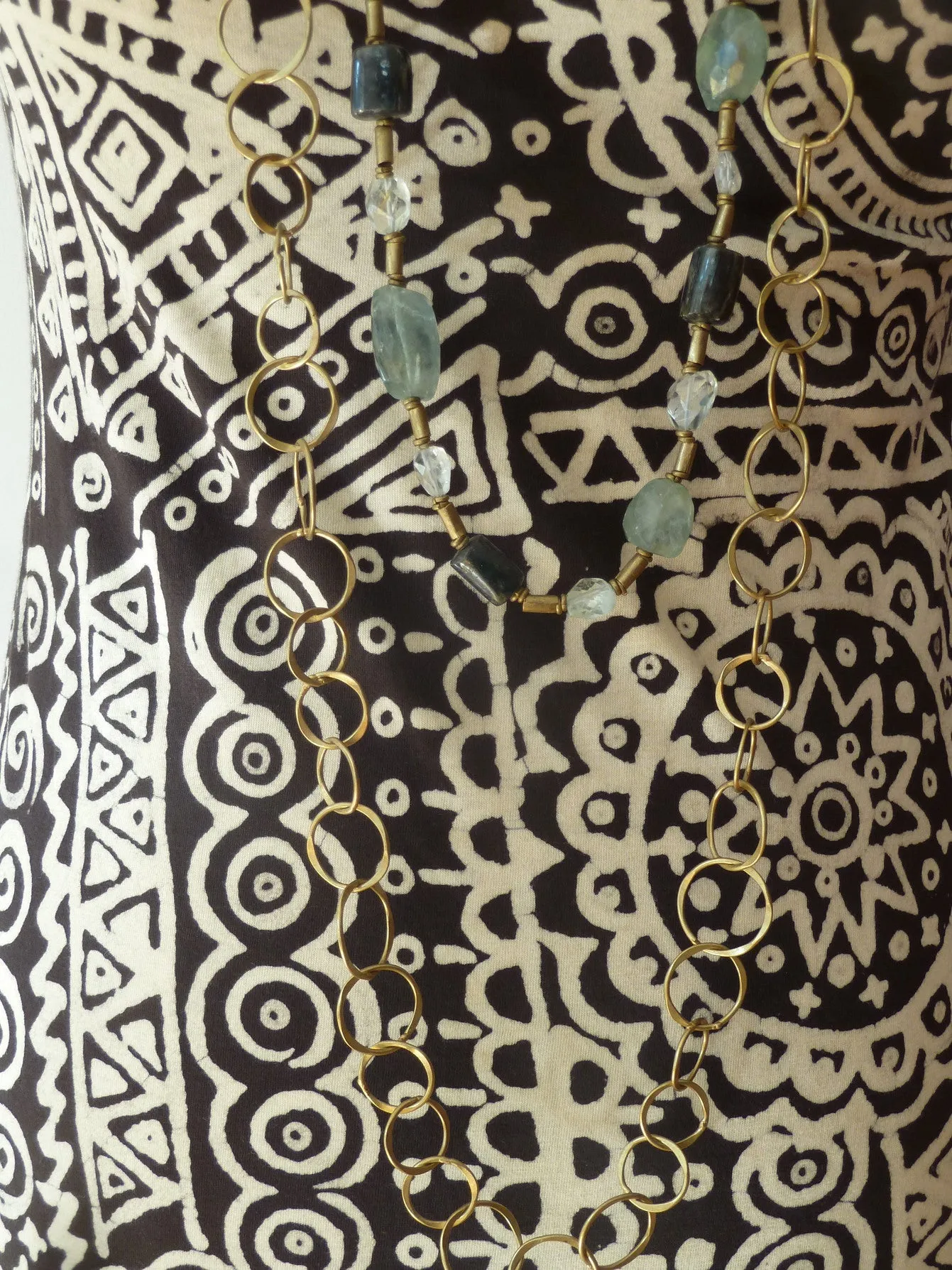 Batik Beach Dress in Indonesia Black Cream