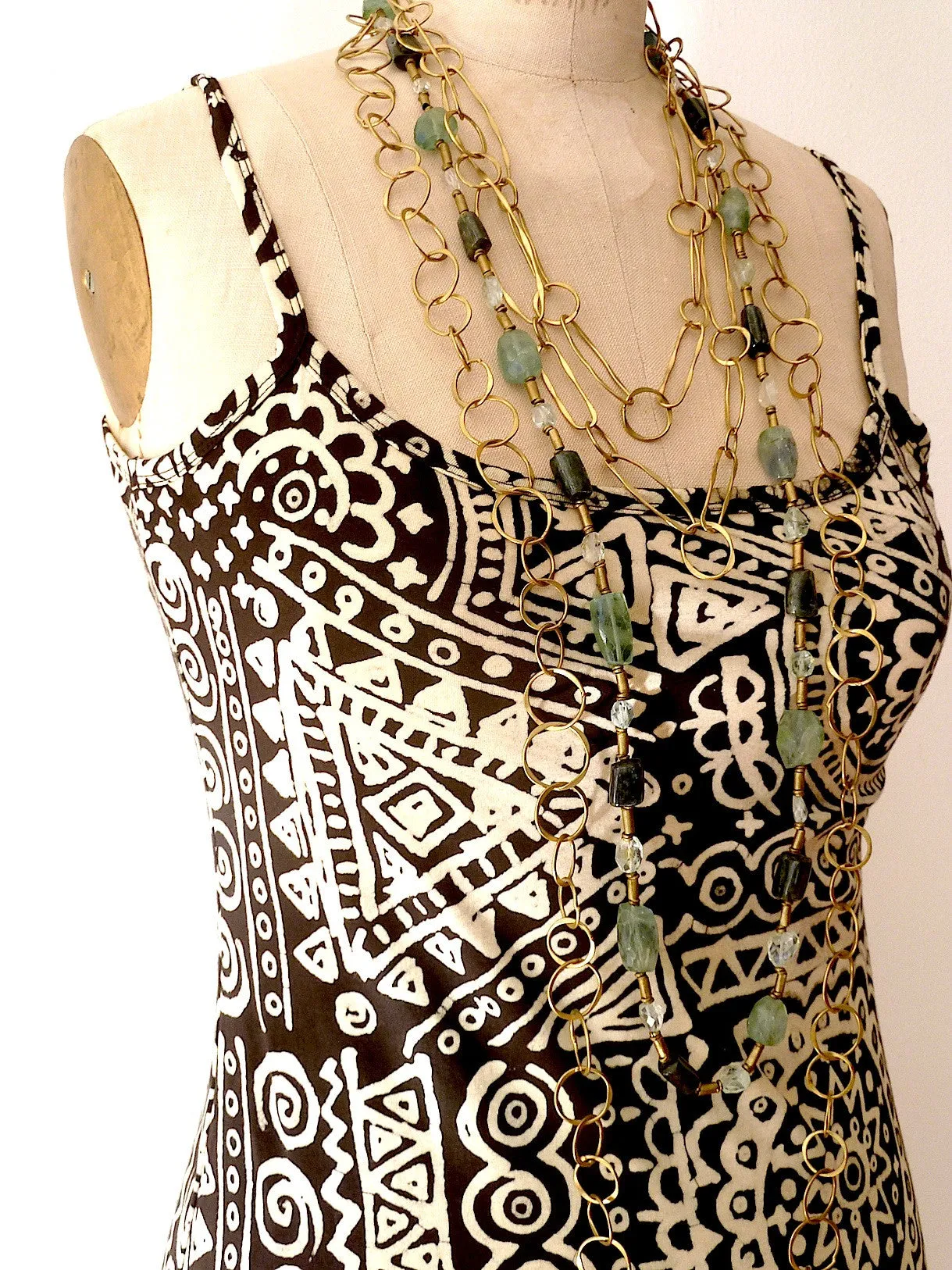 Batik Beach Dress in Indonesia Black Cream