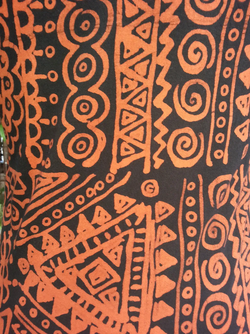 Batik Beach Dress in Indonesia Orange on Black