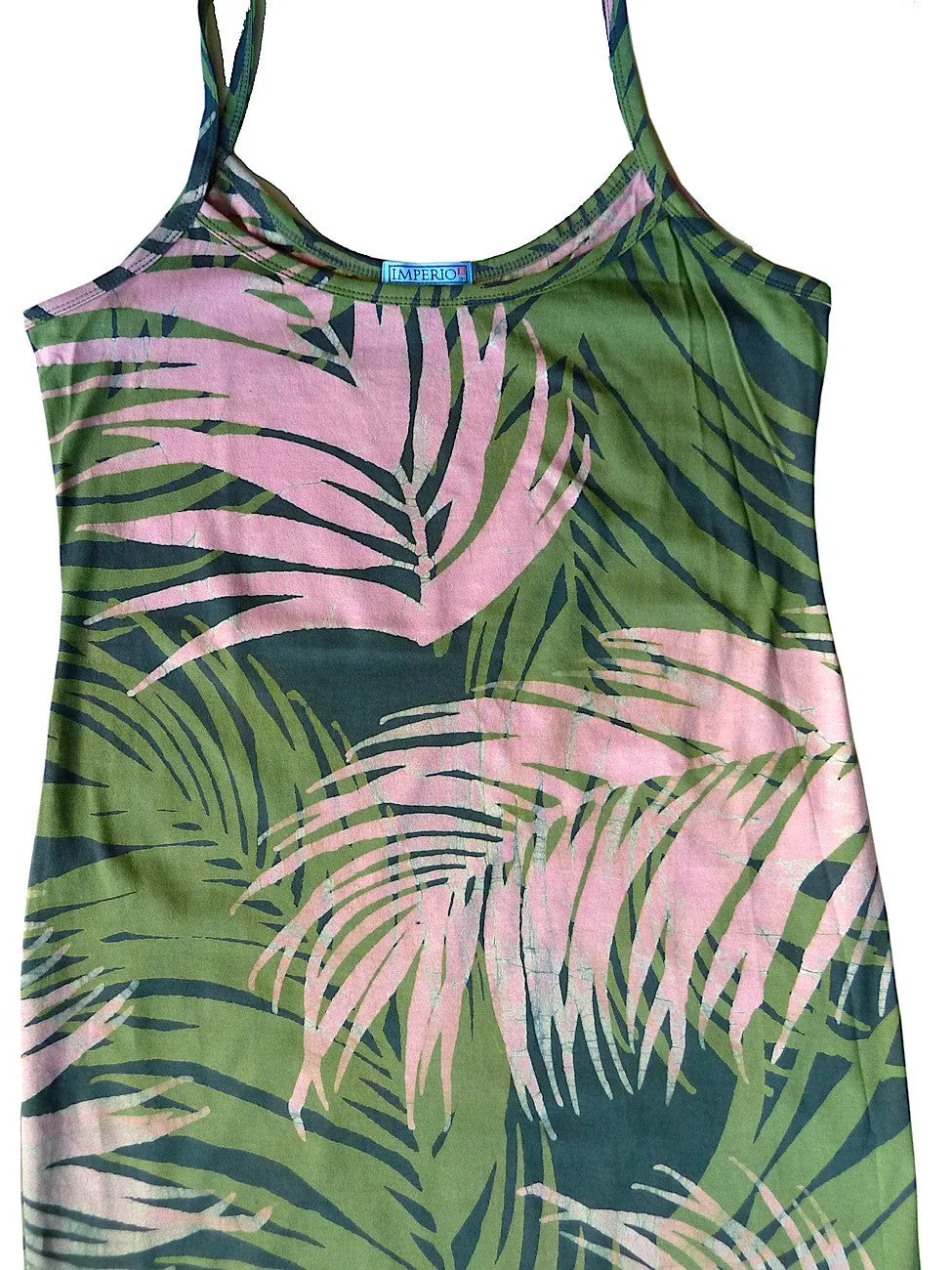 Batik Beach Dress Palm In Pink Green Grey