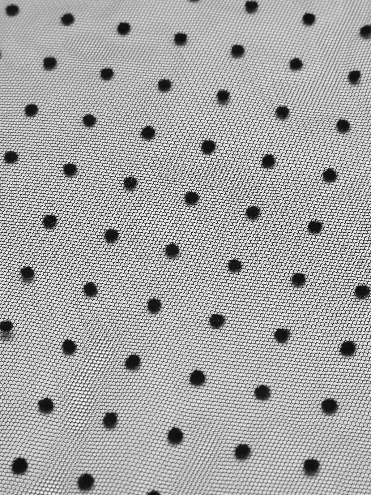Black 1960s Polka Dots Mesh Cover-up