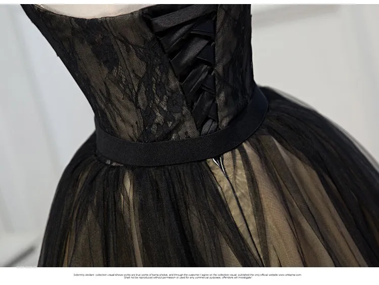 Black and Champagne Tulle Sweetheart Lace Short Party Dress Tulle Homecoming Dresses