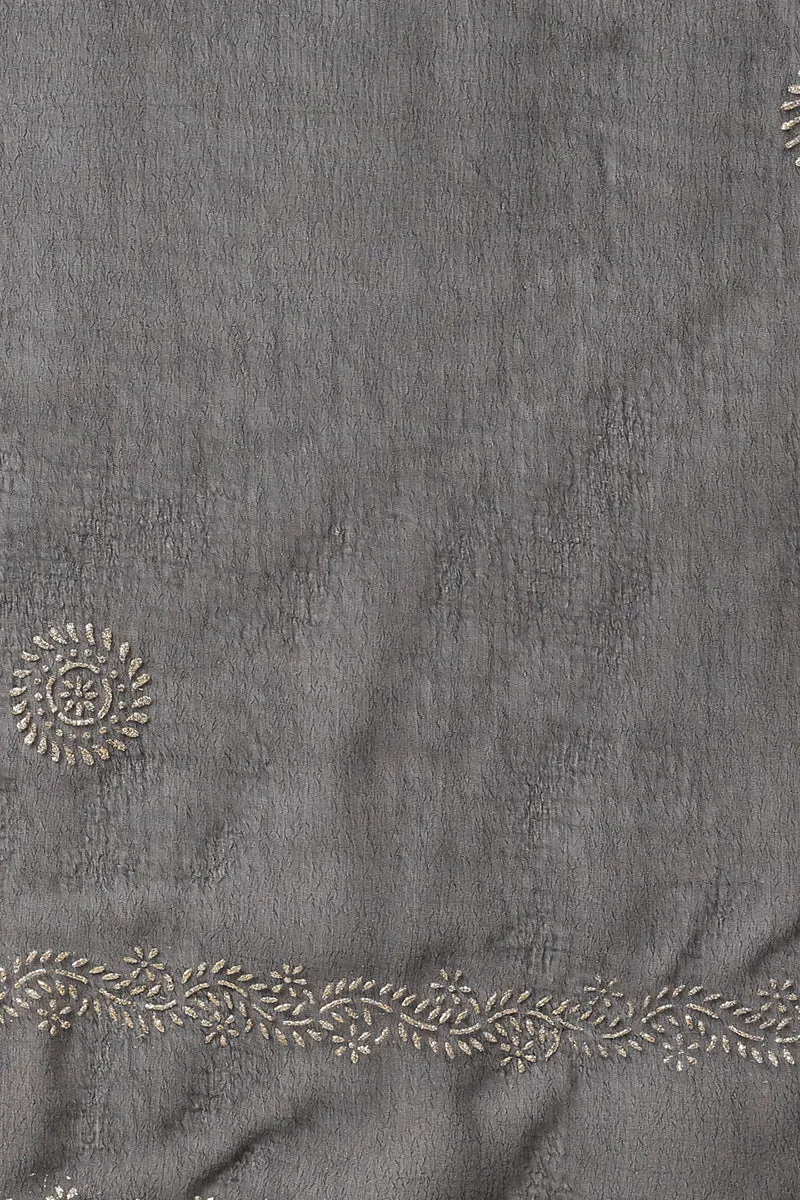 Black Silk Blend Ethnic Motifs Straight Suit Set