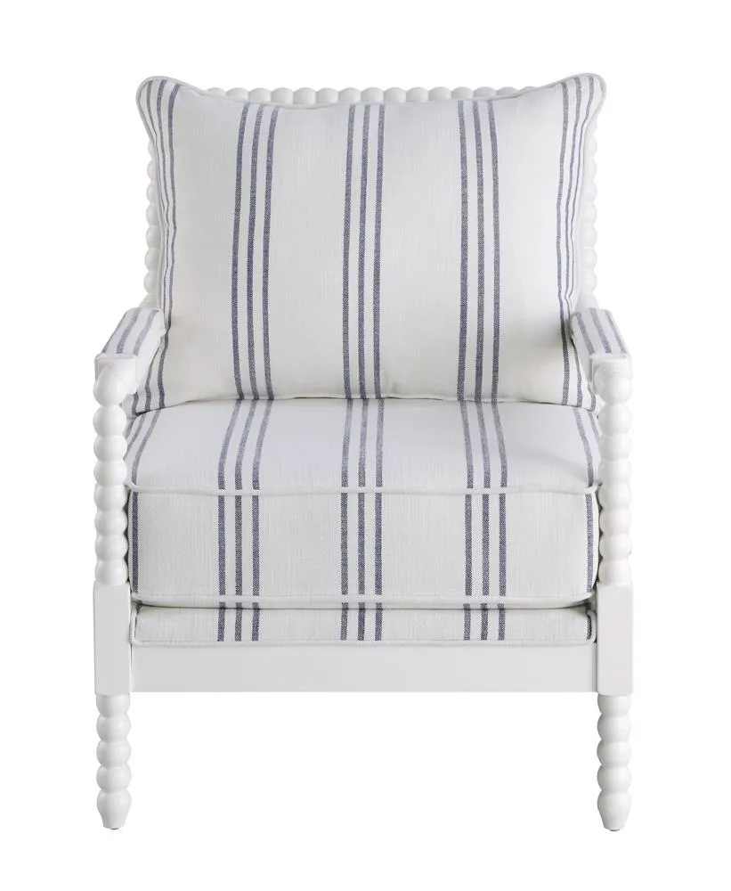 Blanchett Navy & White Upholstered Accent Chair Spindle