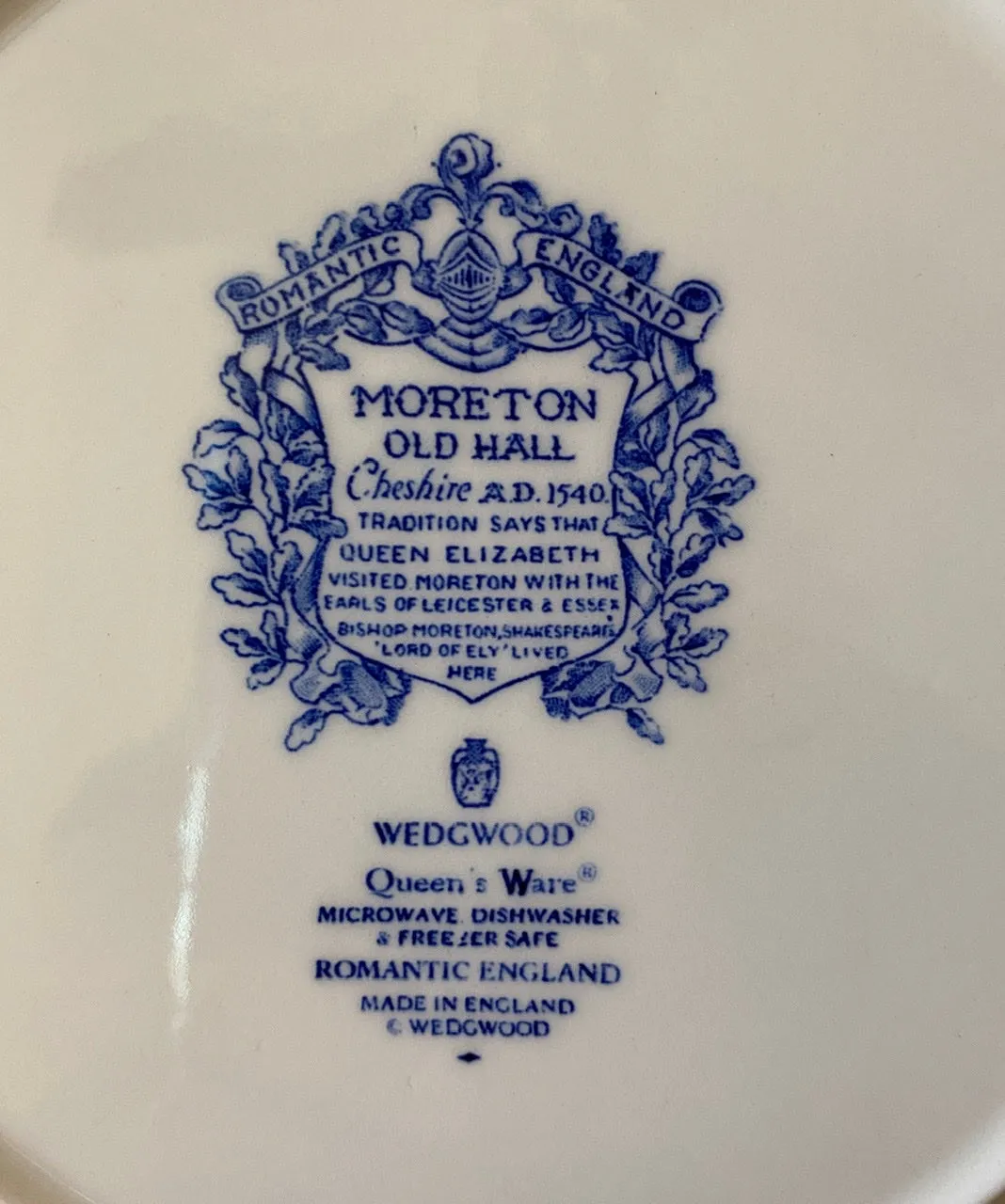 Blue Toile Transferware 11” Charger Plate Tudor Romantic England Grazing English Castle