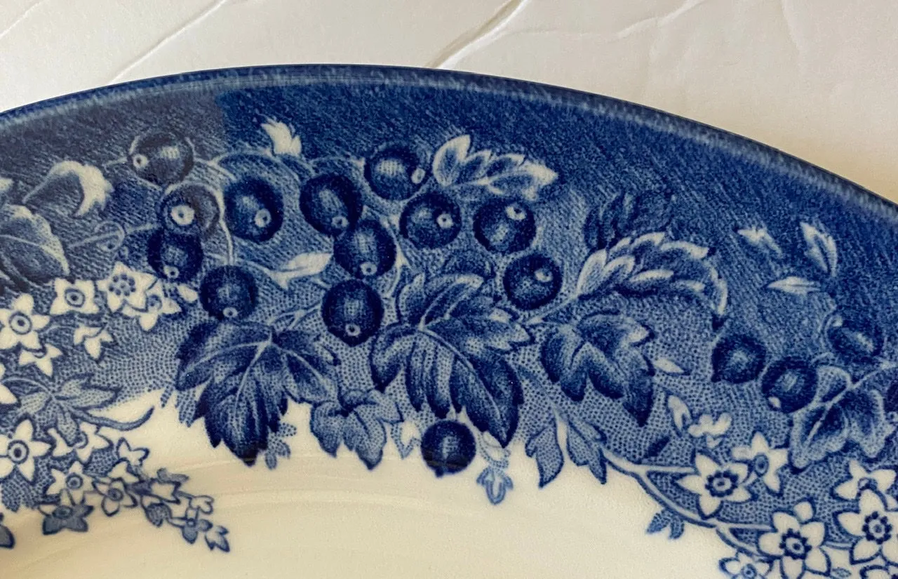 Blue Toile Transferware 11” Charger Plate Tudor Romantic England Grazing English Castle