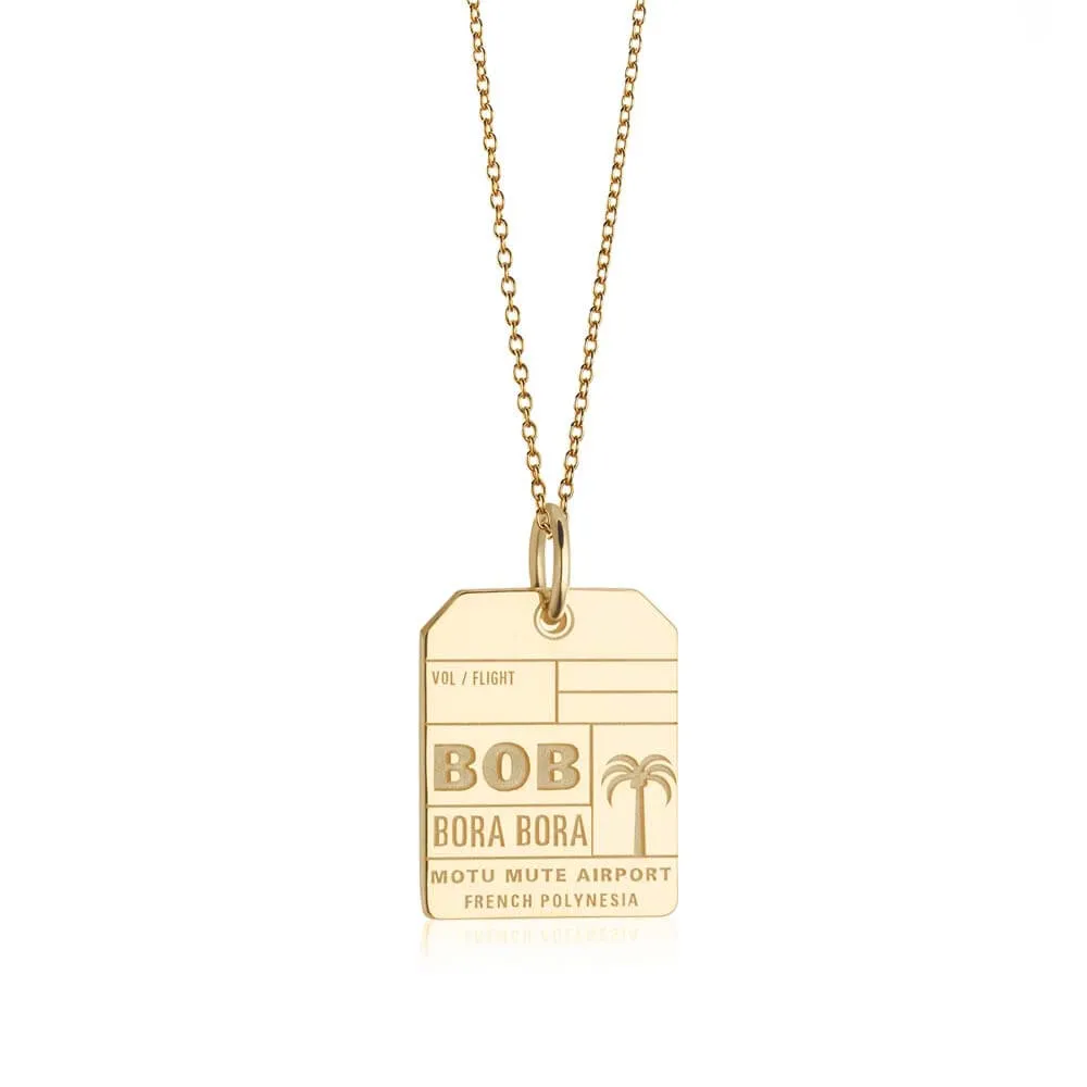 Bora Bora BOB Luggage Tag Charm Solid Gold