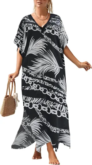 Bsubseach Kaftan Dresses for Women Petite Plus Size Caftan Swim Cover Up for Women Maxi Beach Dress