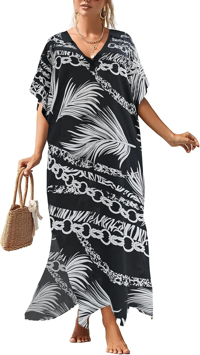 Bsubseach Kaftan Dresses for Women Petite Plus Size Caftan Swim Cover Up for Women Maxi Beach Dress