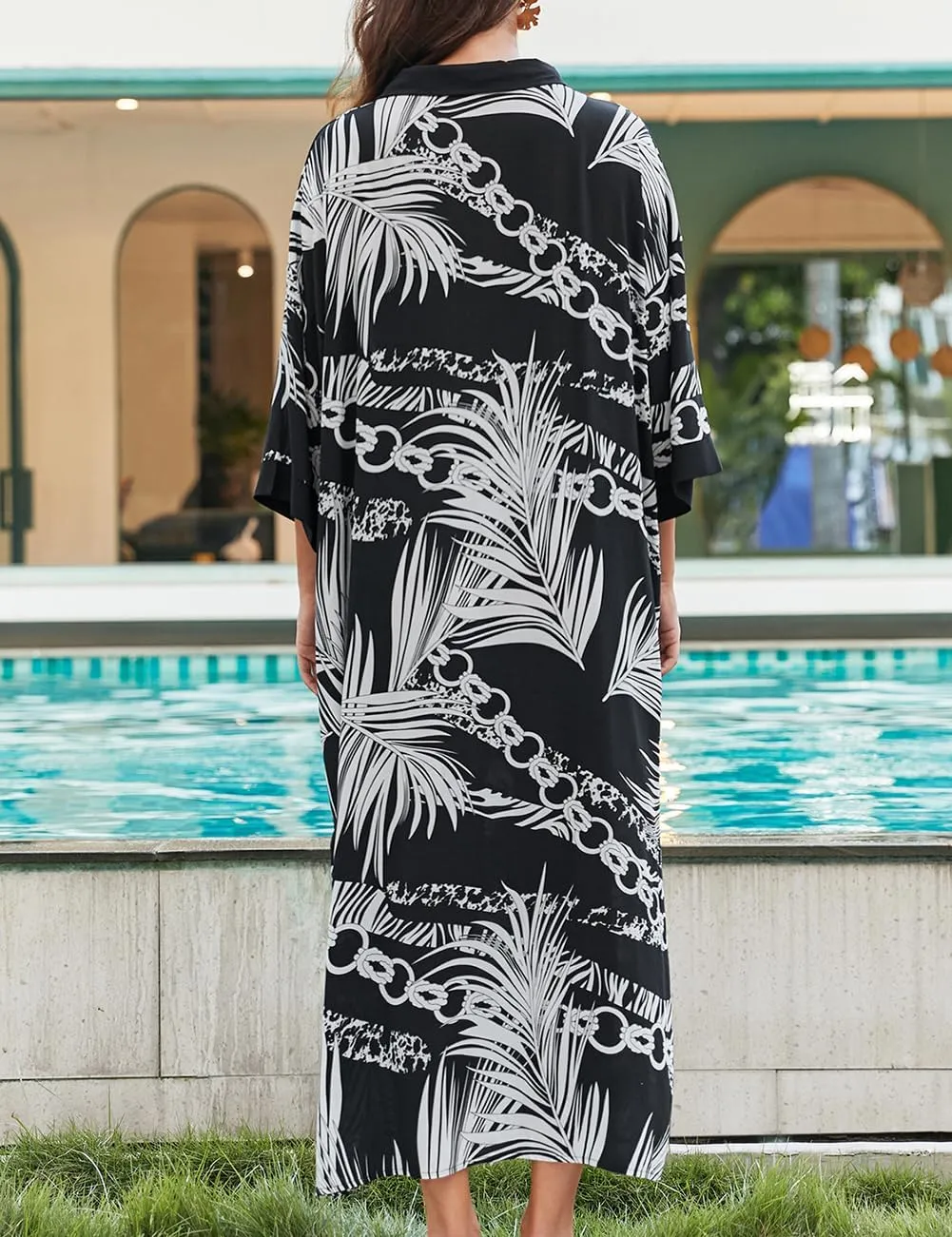 Bsubseach Kaftan Dresses for Women Petite Plus Size Caftan Swim Cover Up for Women Maxi Beach Dress