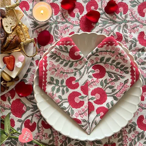 Cactus Flower Scarlet & Rose Napkins - Set/4