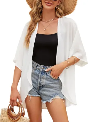 Chunoy Women Summer Kimono Cardigan Chiffon Loose Beach Cover Up Tops