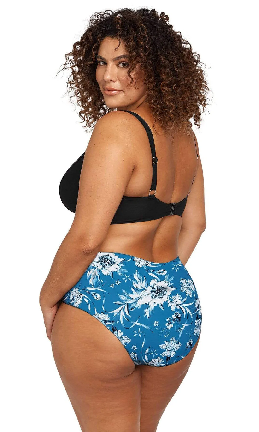 Curve Fit Mid Rise Swim Pant Fleur Du Champ Cerulean Monet