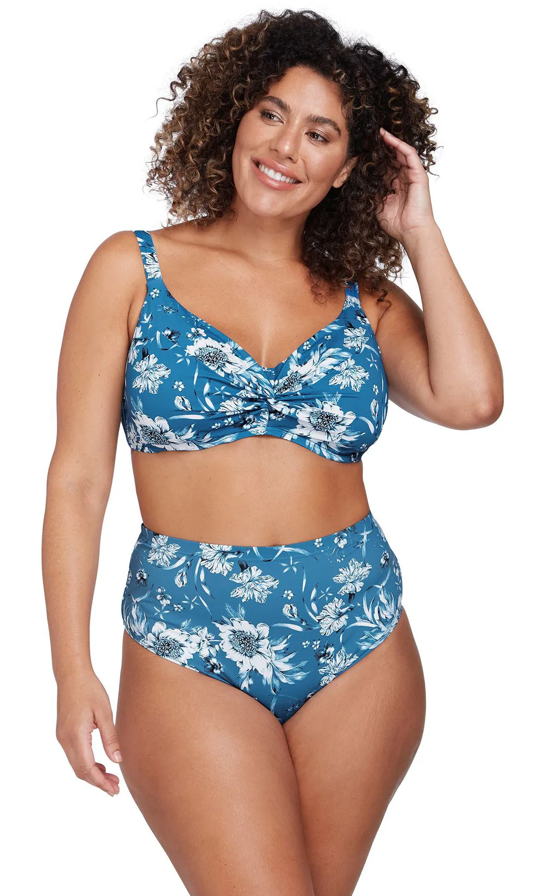 Curve Fit Mid Rise Swim Pant Fleur Du Champ Cerulean Monet
