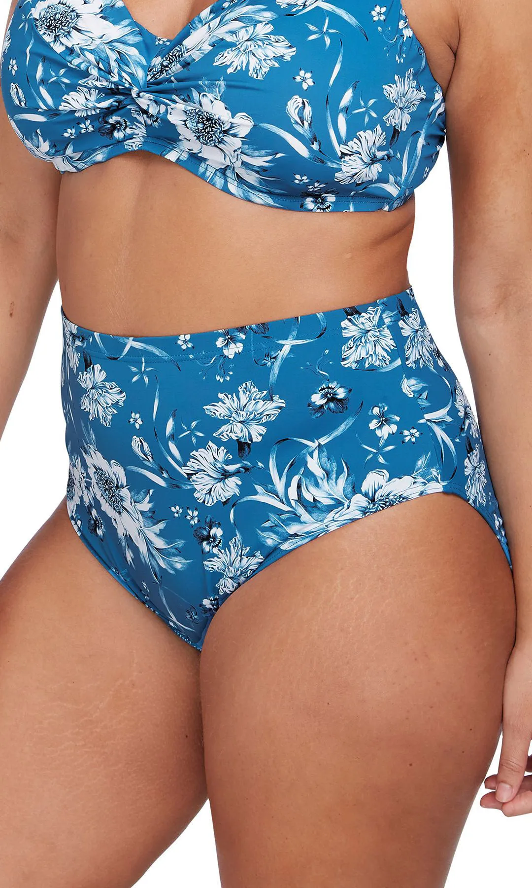 Curve Fit Mid Rise Swim Pant Fleur Du Champ Cerulean Monet