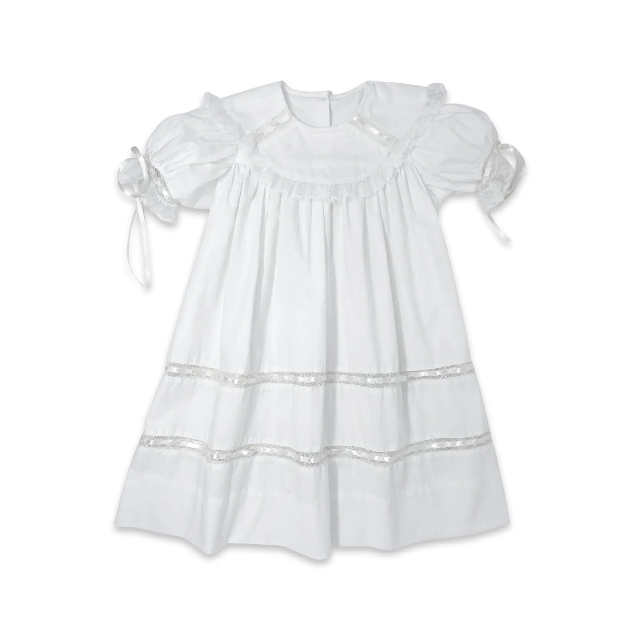 Donahue Dress - Blessings White Batiste, Ecru Ribbon