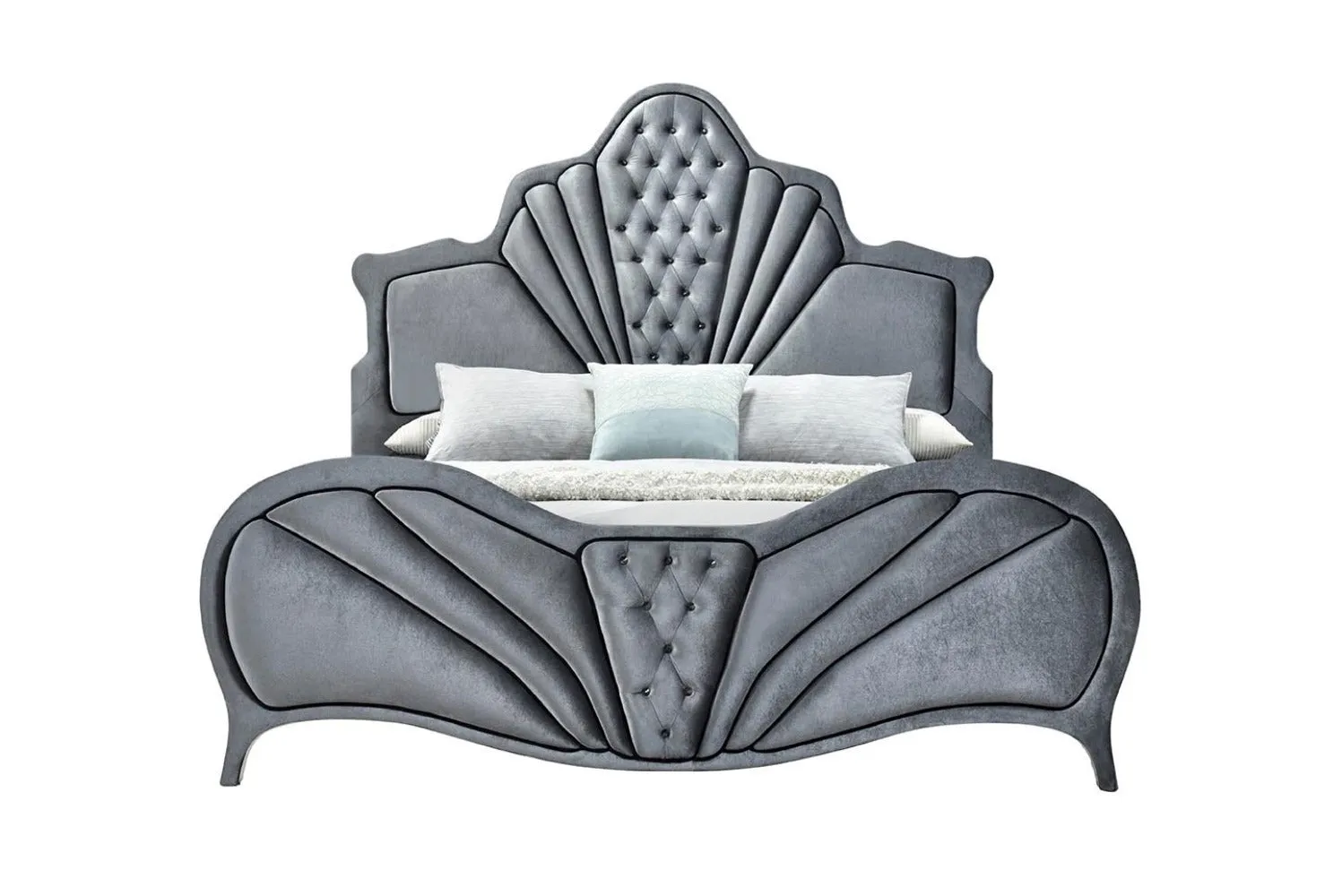 Elegant Dreams Gray Velvet Queen Bed