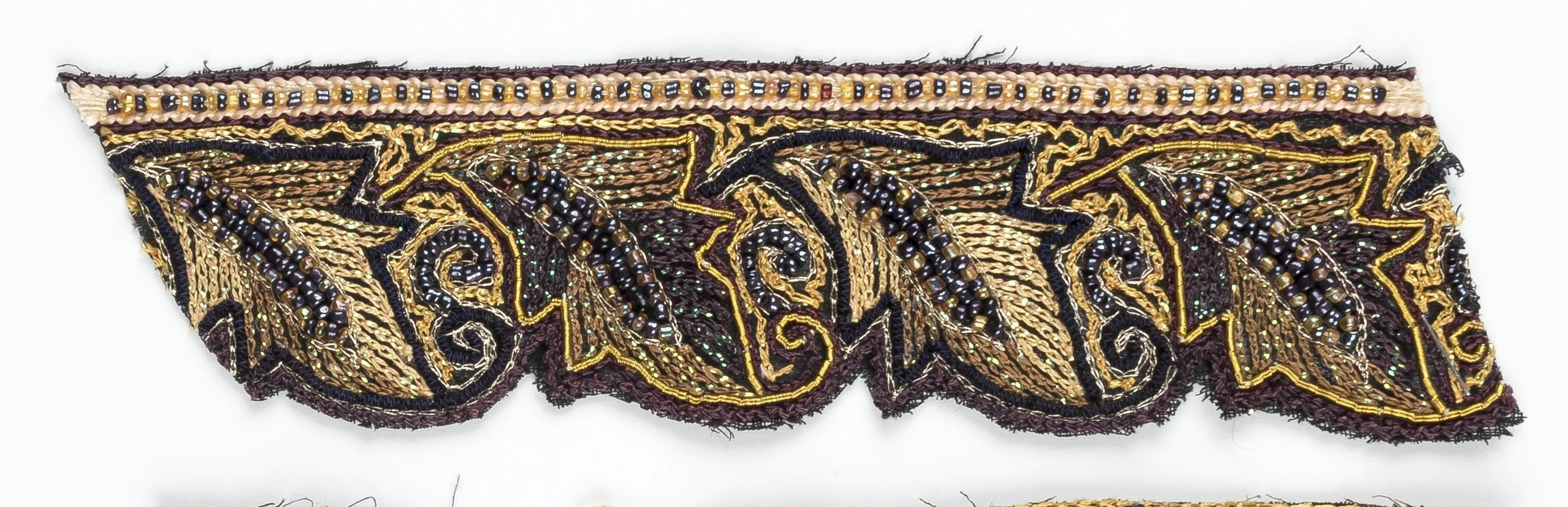 Embroidered, Beaded Handcrafted Indian Trim with Fur