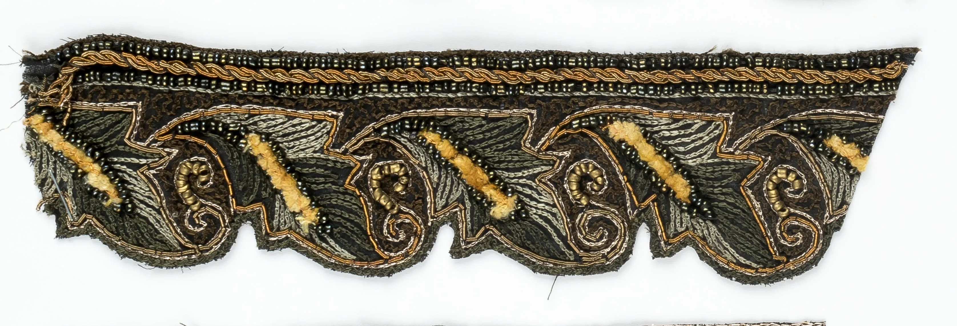 Embroidered, Beaded Handcrafted Indian Trim with Fur