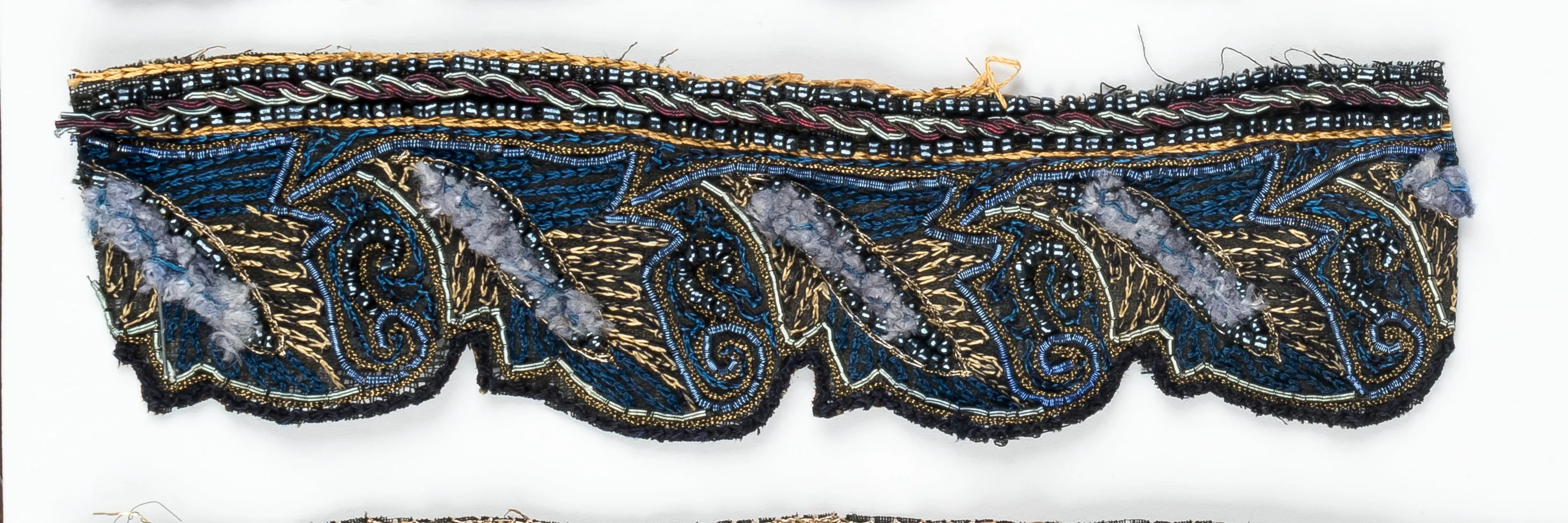 Embroidered, Beaded Handcrafted Indian Trim with Fur