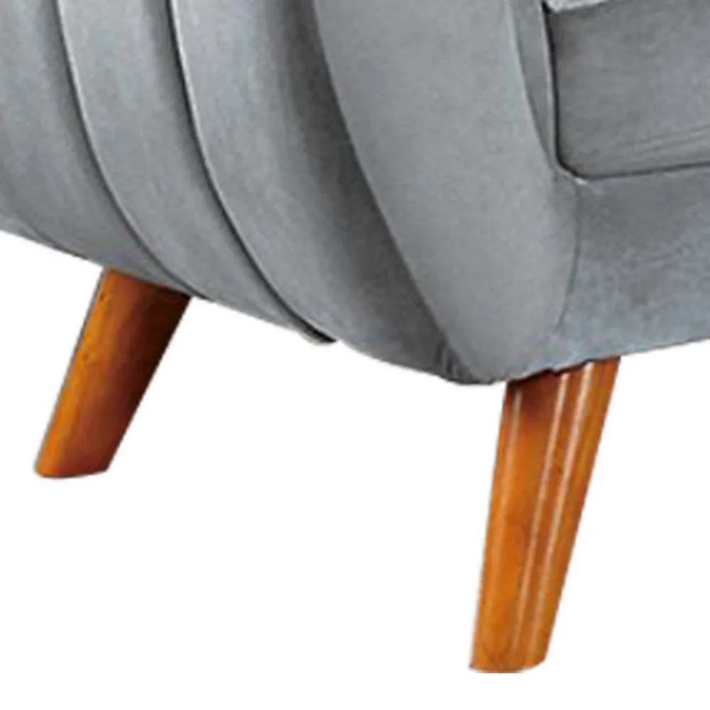 Eula 2 Piece Sofa and Loveseat Set with 4 Throw Pillows, Light Gray Velvet By Casagear Home