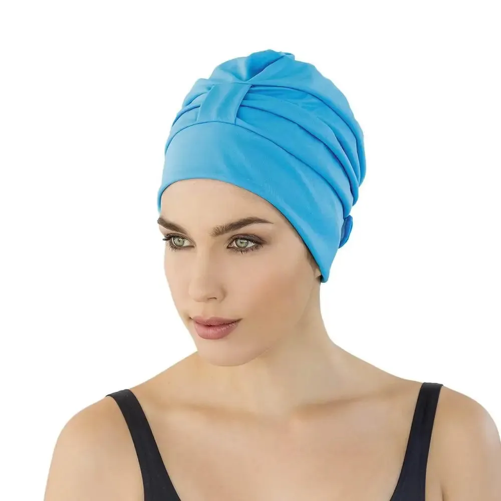 Fashy Turban Style Swim Hat  With Velcro Fastener For Women  - 3473 Turquoise