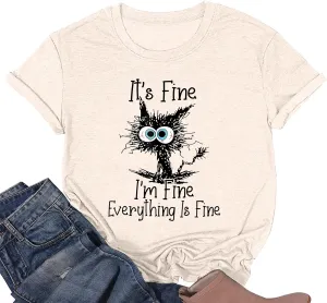 Fine Funny Cat Printed Women's Short Sleeve T-Shirt